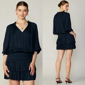 Current Air | Dark Navy Aurelie‎ Pleated Mini Dress MSRP$148